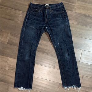 The Unbranded Brand Selvedge Raw Hem Denim Jeans Dark Wash Blue SZ 28